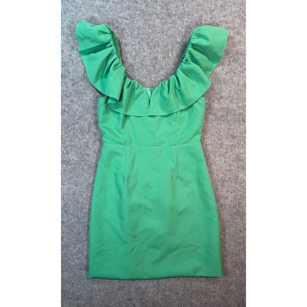 DO+BE Green Ruffle Off The Shoulder Mini Dress Bodycon Cocktail Party Size Small